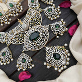 Vriksham Elegant Peacock Bridal With Emerald Green Centerpiece & Filigree Detailing AD Neckpiece-G20199